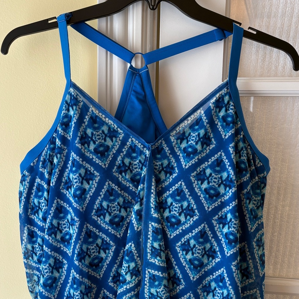 20W Beach House Blue Patterned Women's Swim Top Tankini padded underwire